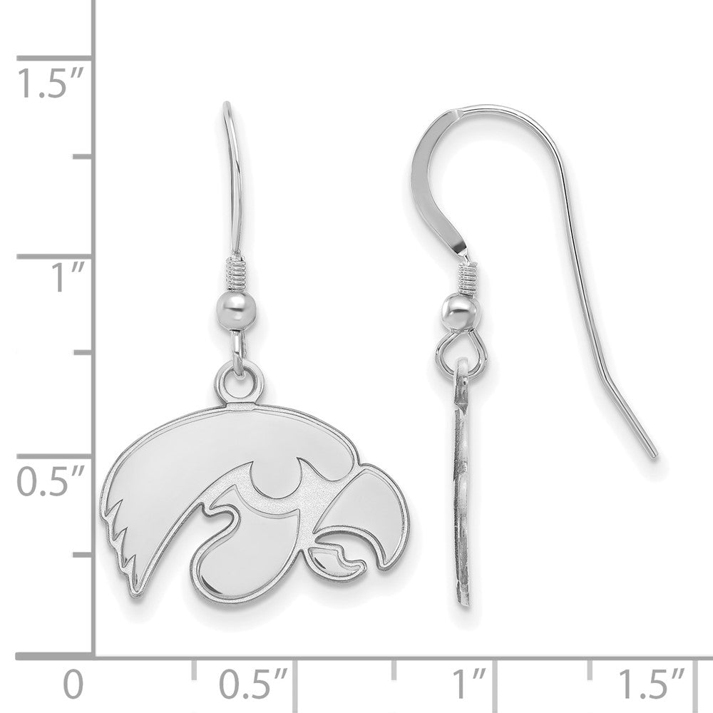 Sterling Silver Rhodium-plated University of Iowa Small Dangle Earrings