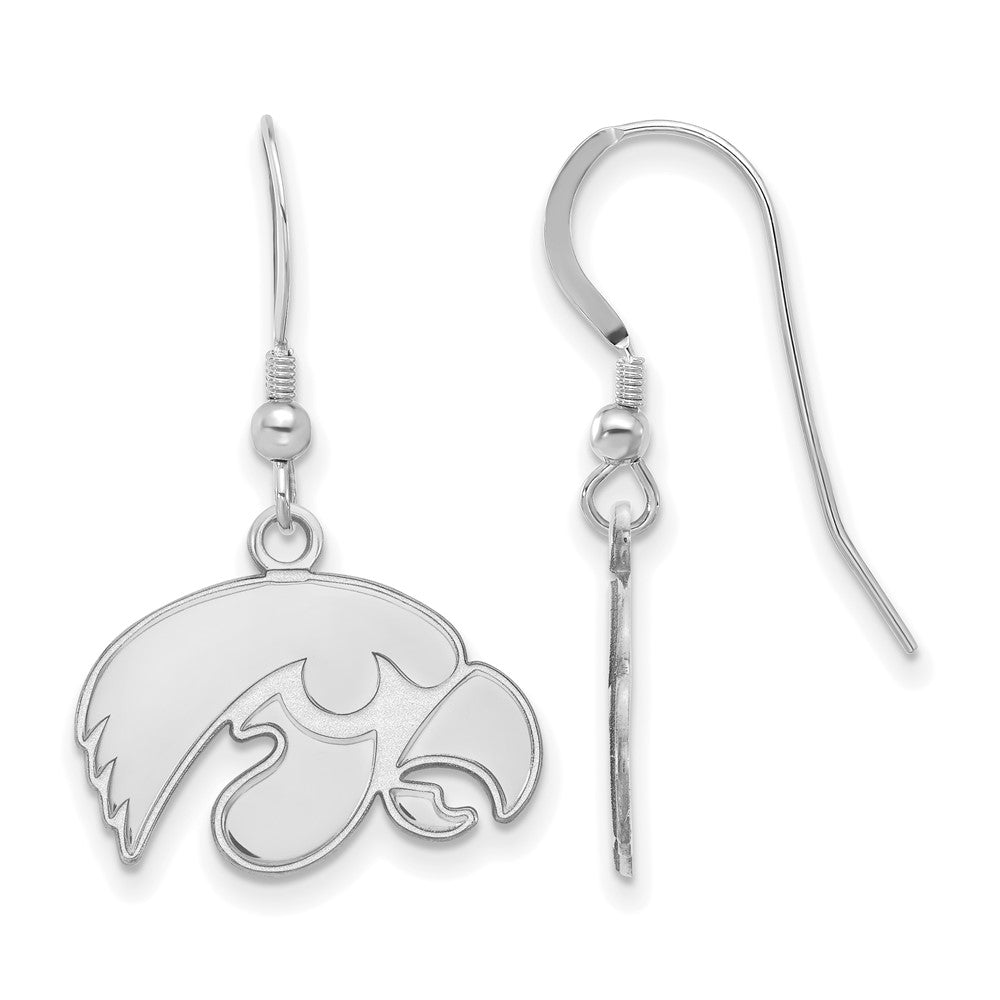 Sterling Silver Rhodium-plated University of Iowa Small Dangle Earrings