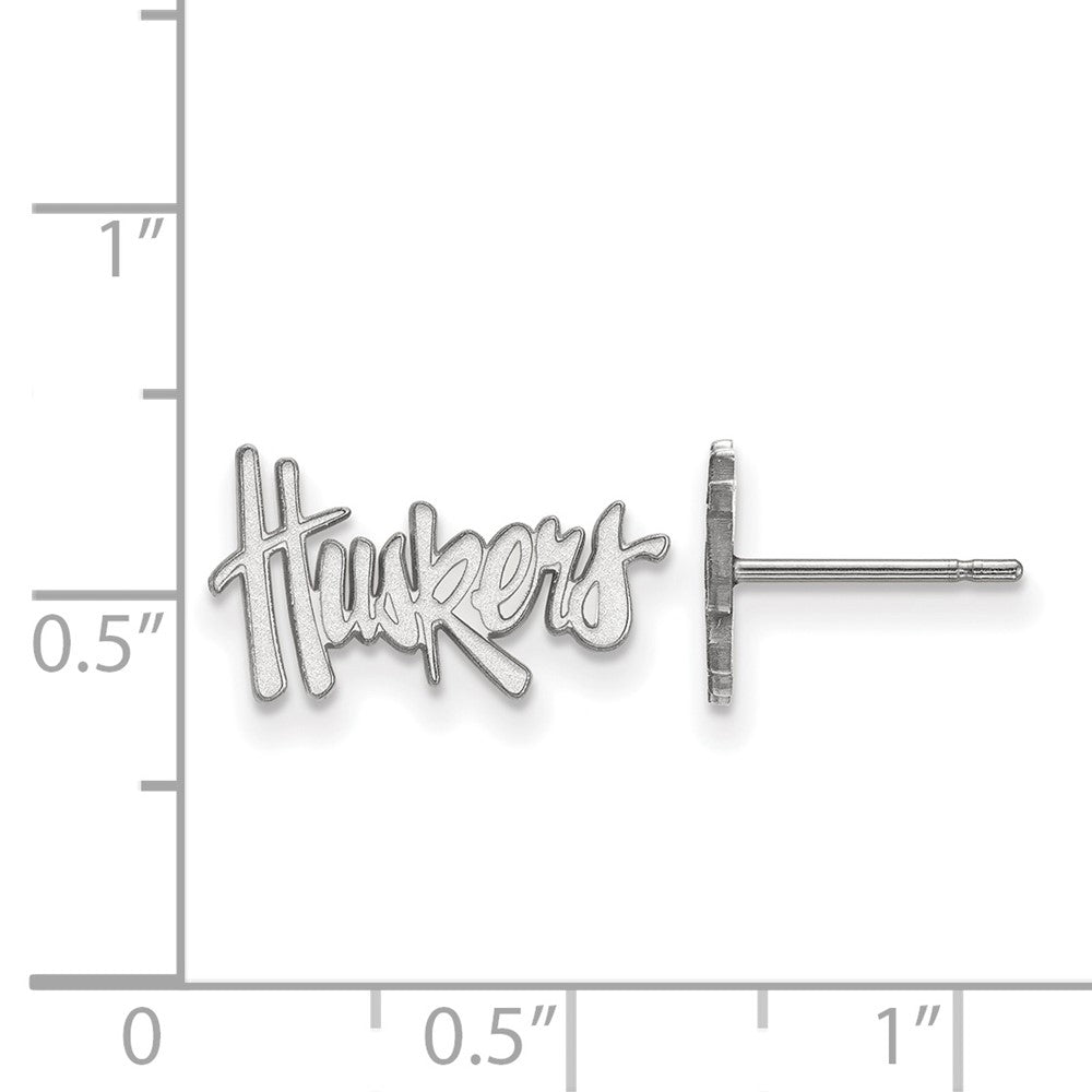 Sterling Silver Rhodium-plated University of Nebraska XS Post Earrings