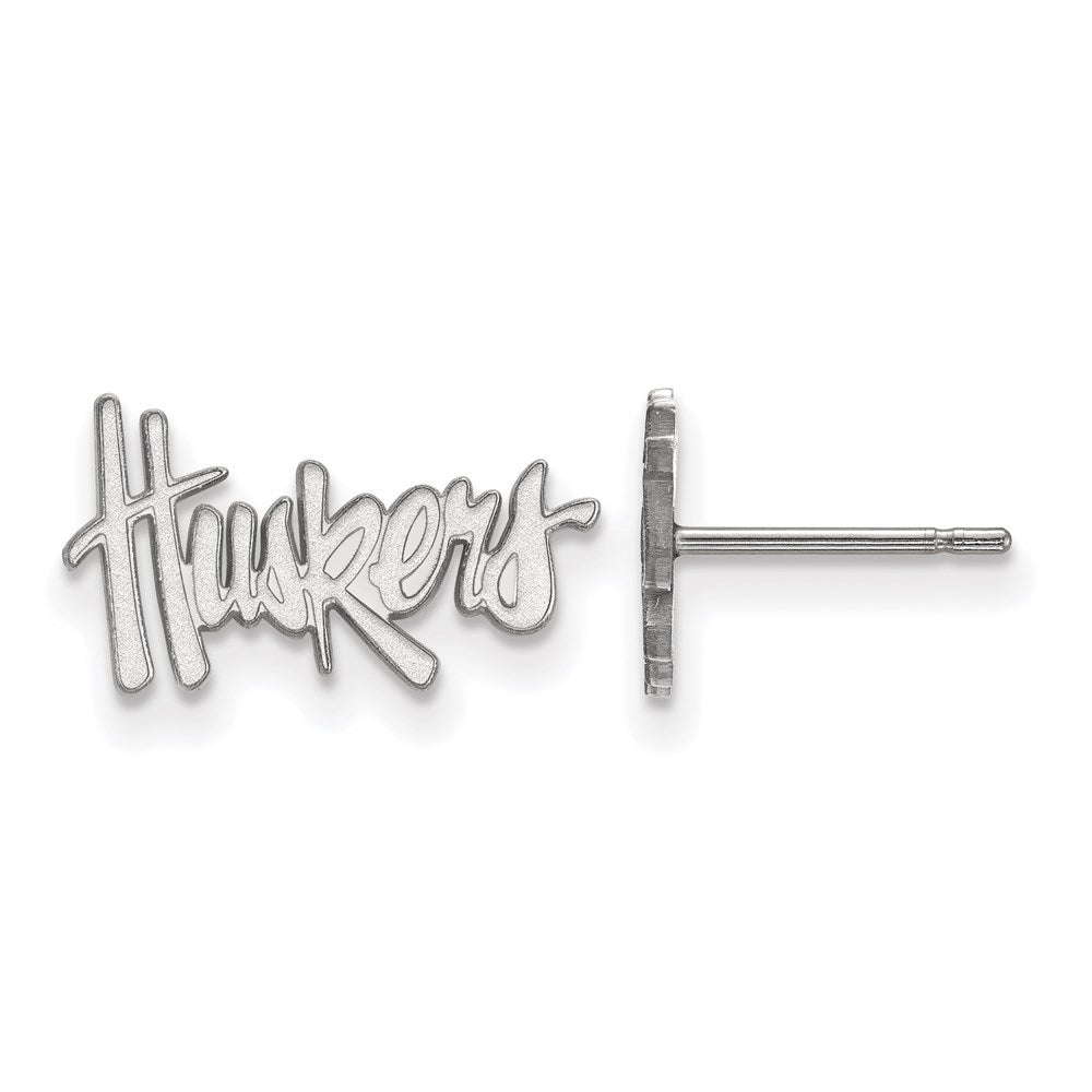 Sterling Silver Rhodium-plated University of Nebraska XS Post Earrings