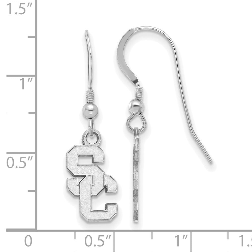 Sterling Silver Rhodium-plated U. of Southern California Small Dangle Earrings