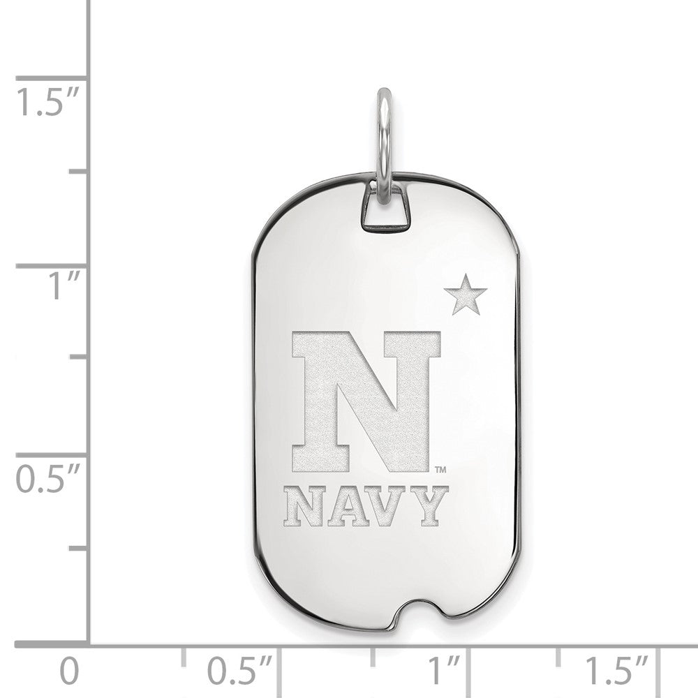 Sterling Silver Rhodium-plated US Naval Academy Small Dog Tag