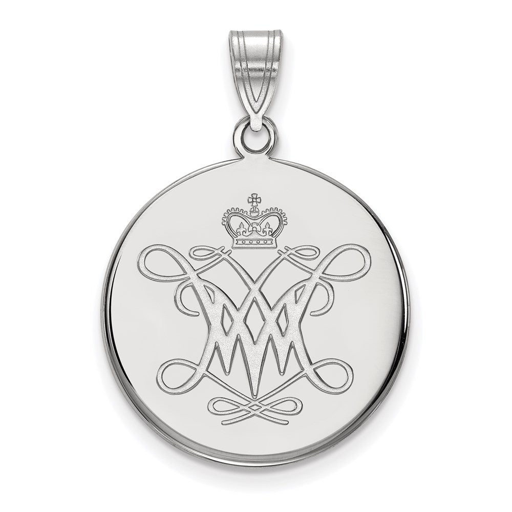 Sterling Silver Rhodium-plated William and Mary Large Disc Pendant