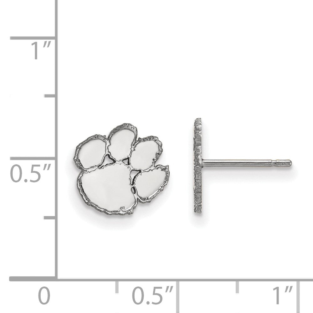Sterling Silver Rhodium-plated Clemson University XS Post Earrings