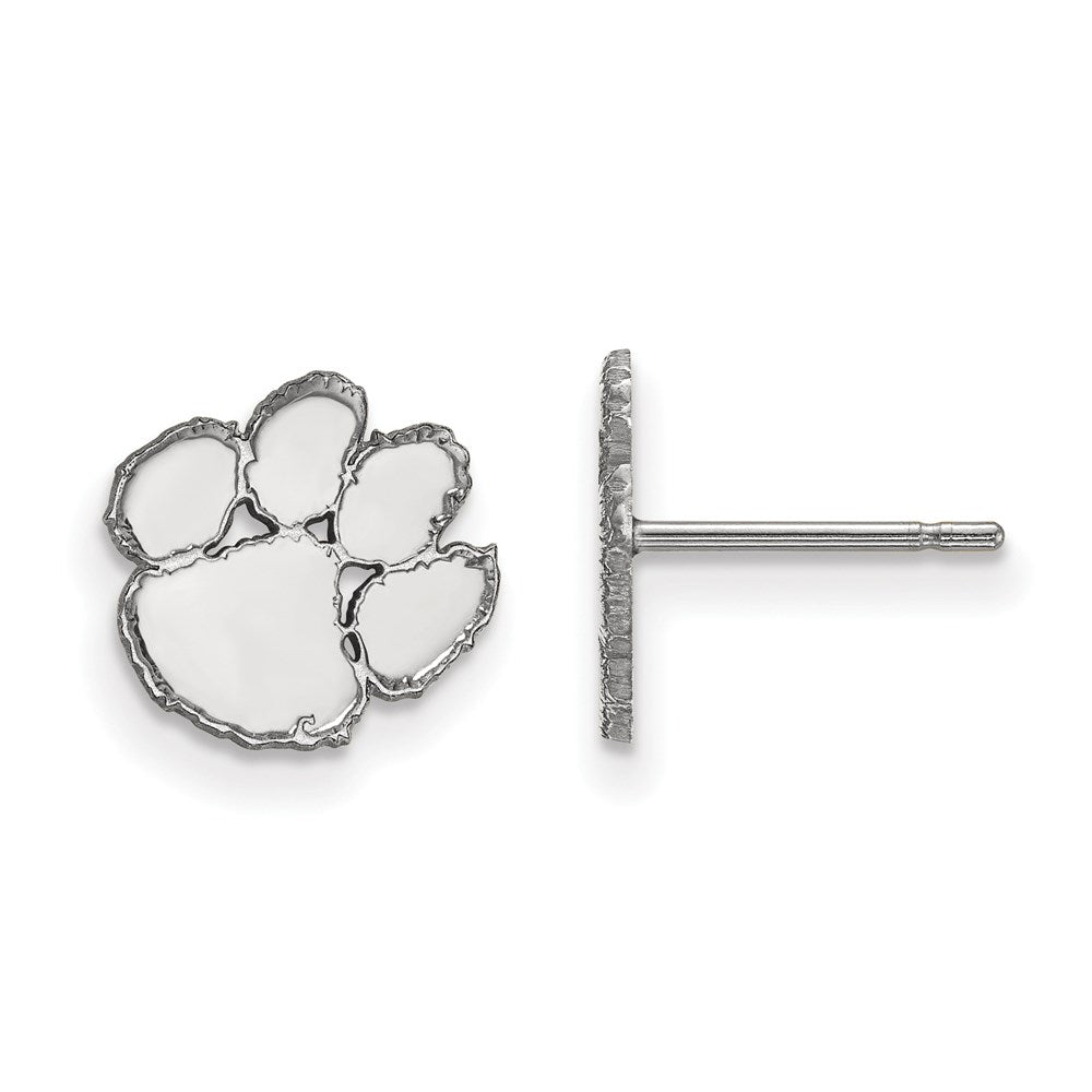 10K White Gold Clemson University XS Post Earrings