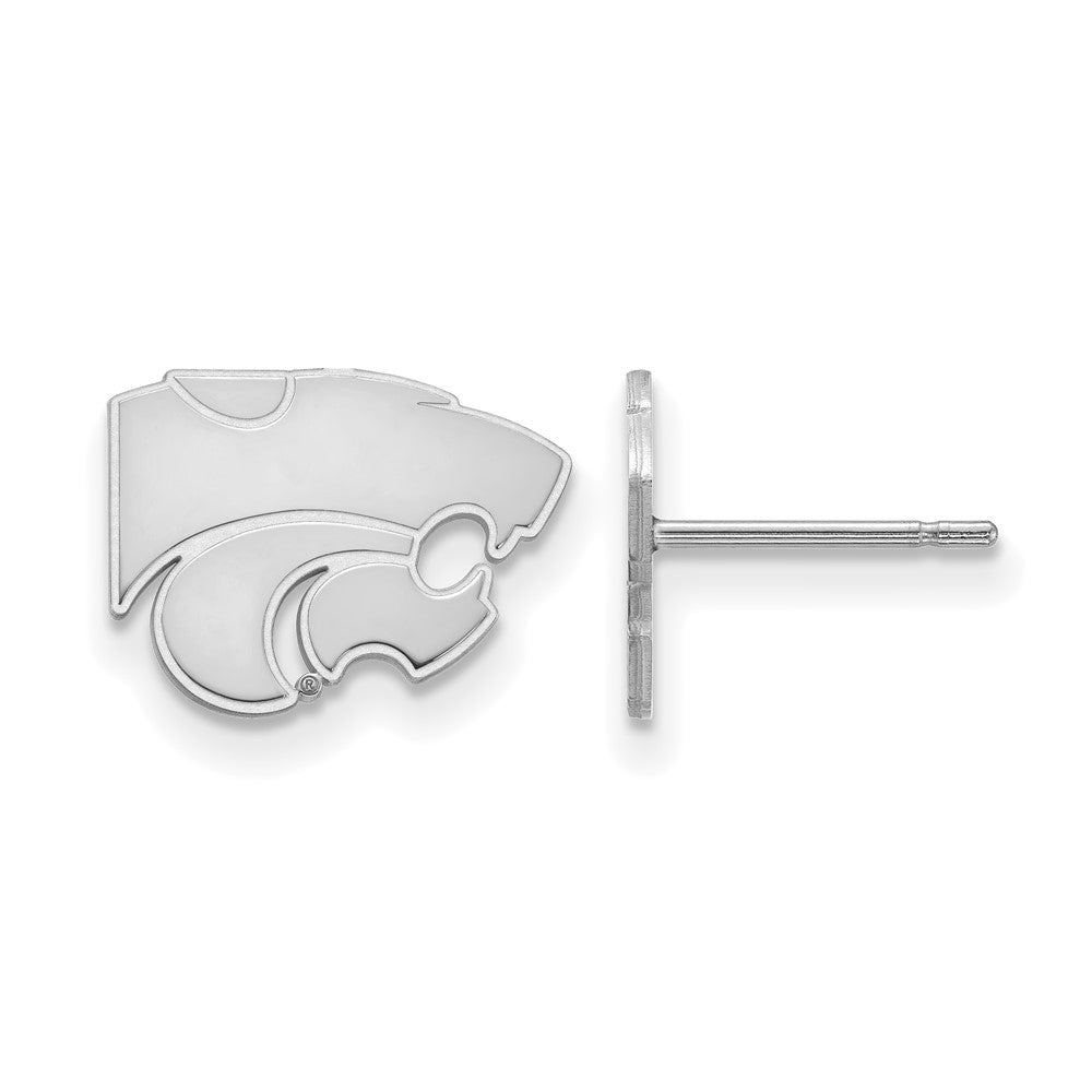 Sterling Silver Rhodium-plated Kansas State University XS Post Earrings