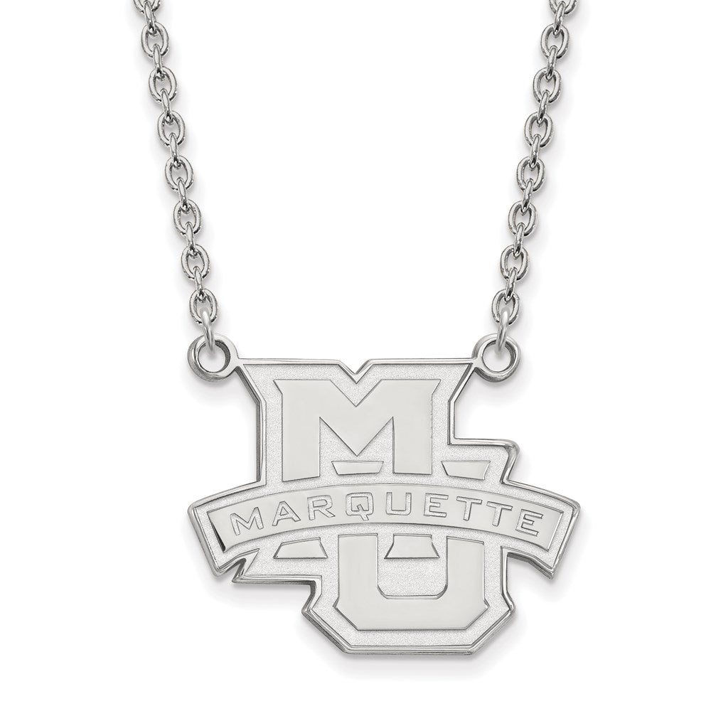 Sterling Silver Rhodium-plated Marquette Univ. Large Pendant Necklace