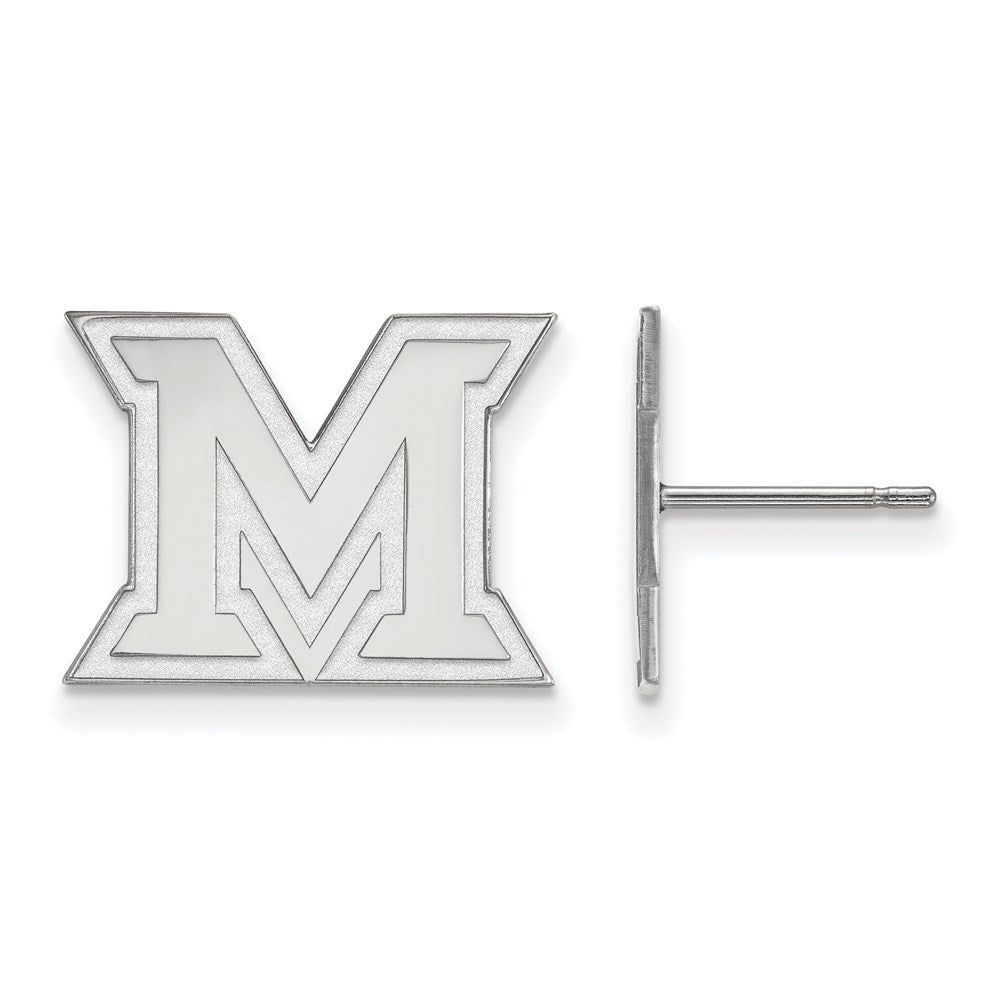 Sterling Silver Rhodium-plated Miami University Small Post Earrings