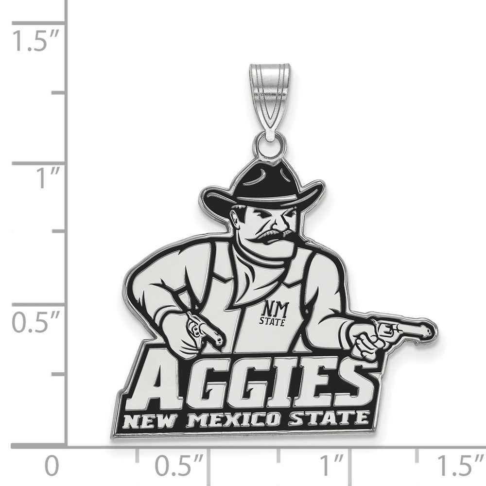 Sterling Silver Rhodium-plated New Mexico State U. XL Enamel Pendant