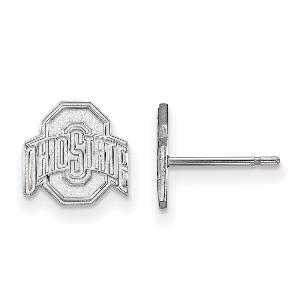 Sterling Silver Rhodium-plated Ohio State University XS Post Earrings