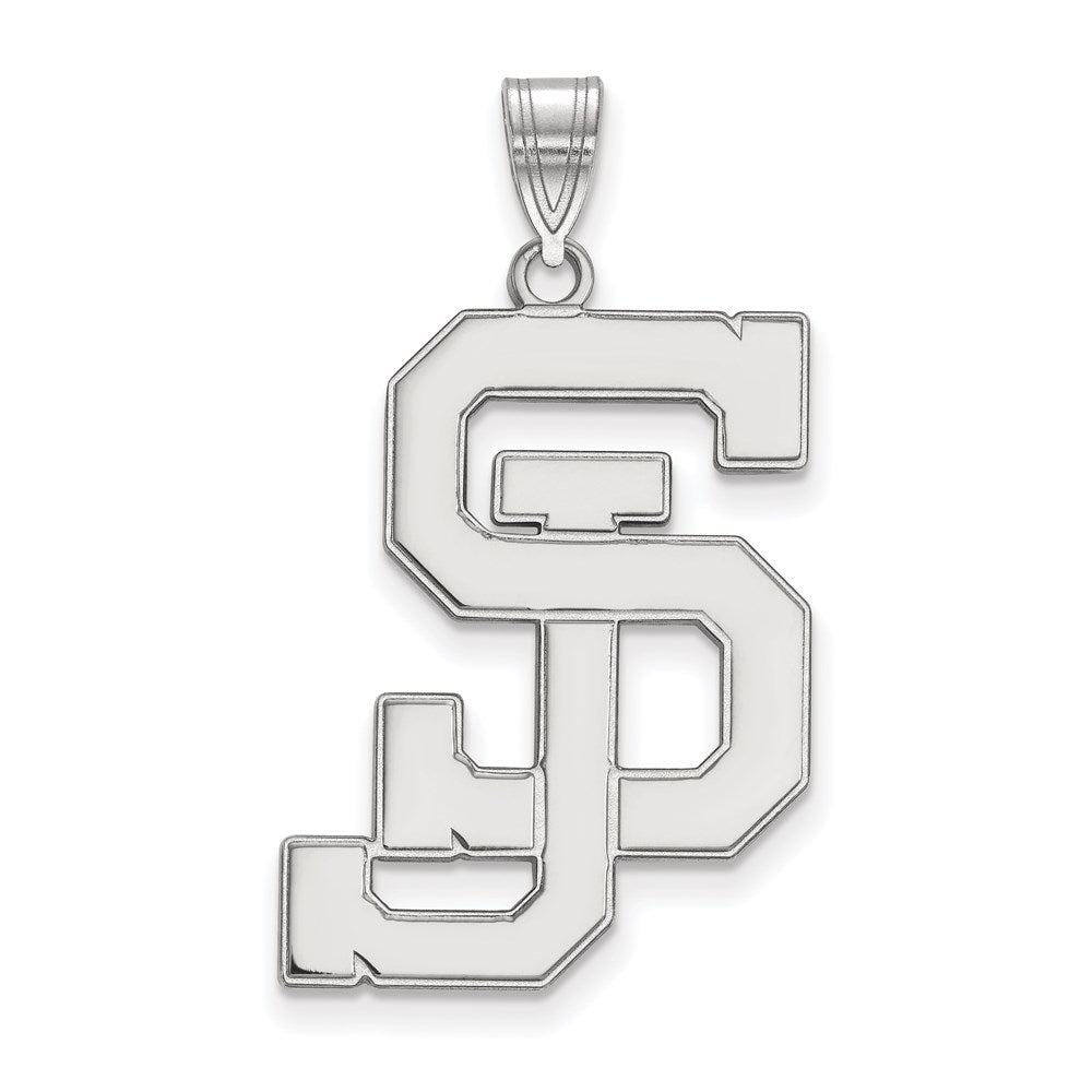 Sterling Silver Rhodium-plated San Jose State University XL Pendant