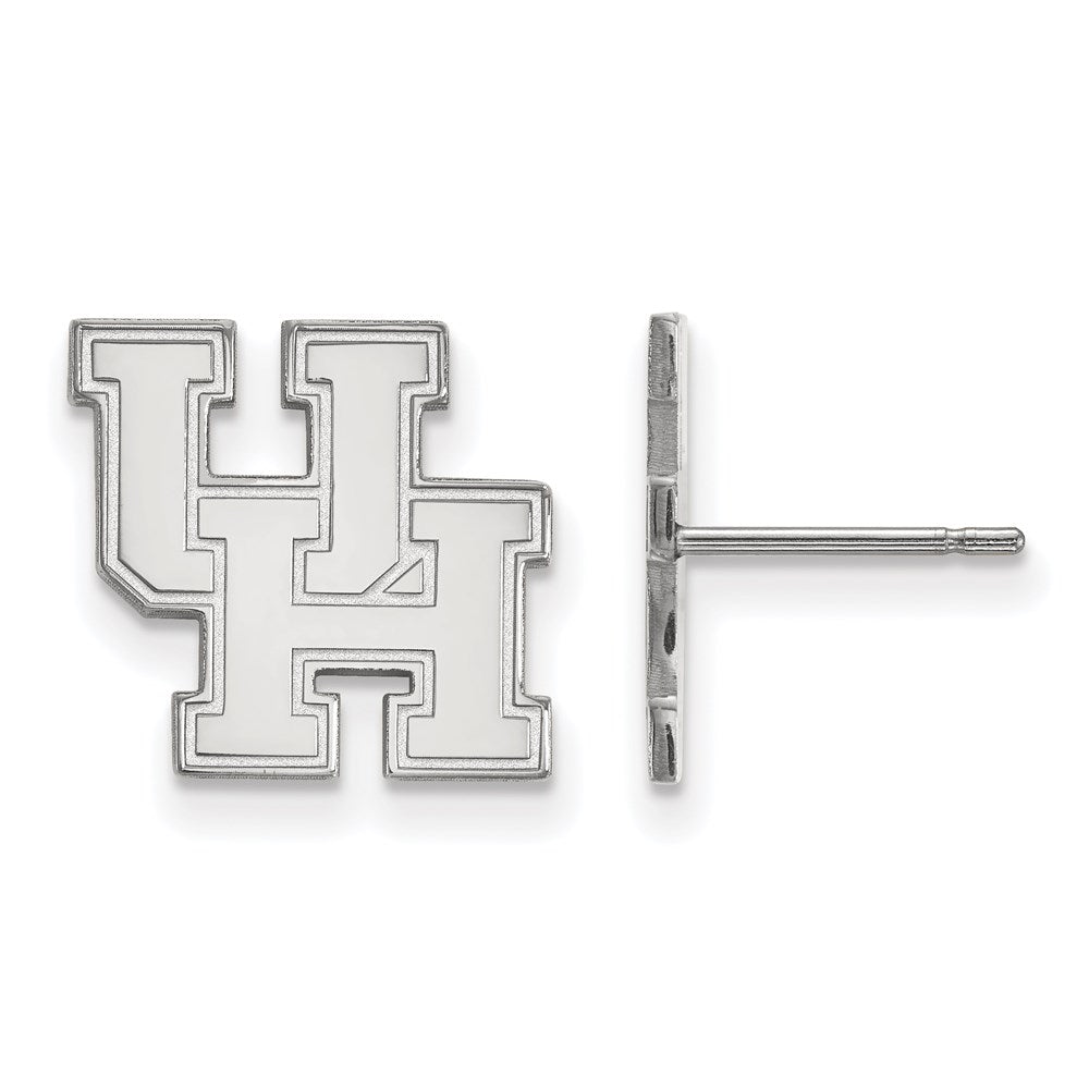 Sterling Silver Rhodium-plated University of Houston Small Post Earrings