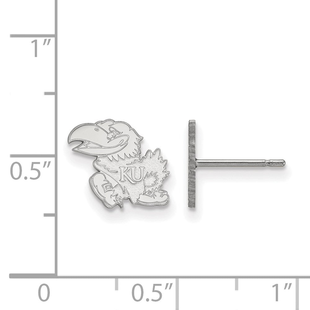 Sterling Silver Rhodium-plated University of Kansas XS Post Earrings