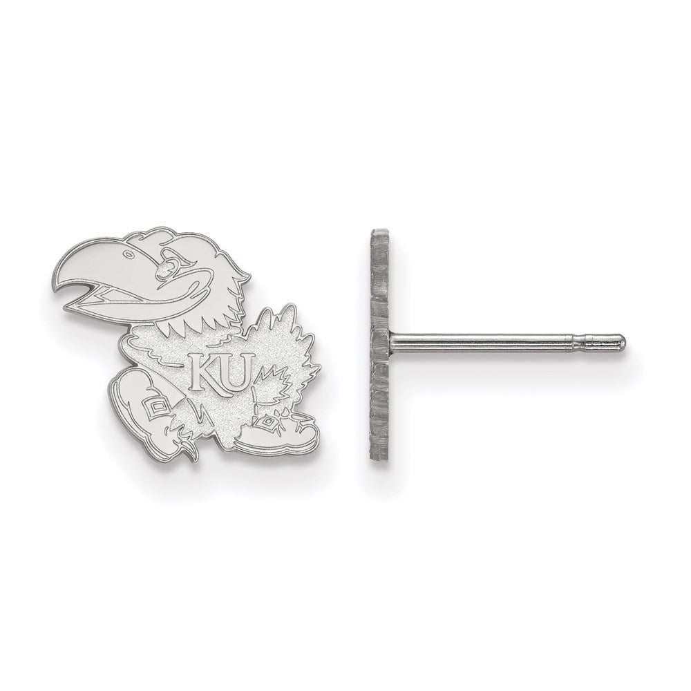 Sterling Silver Rhodium-plated University of Kansas XS Post Earrings