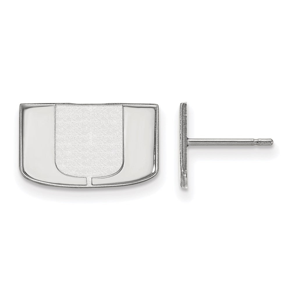 Sterling Silver Rhodium-plated University of Miami XS Post Earrings