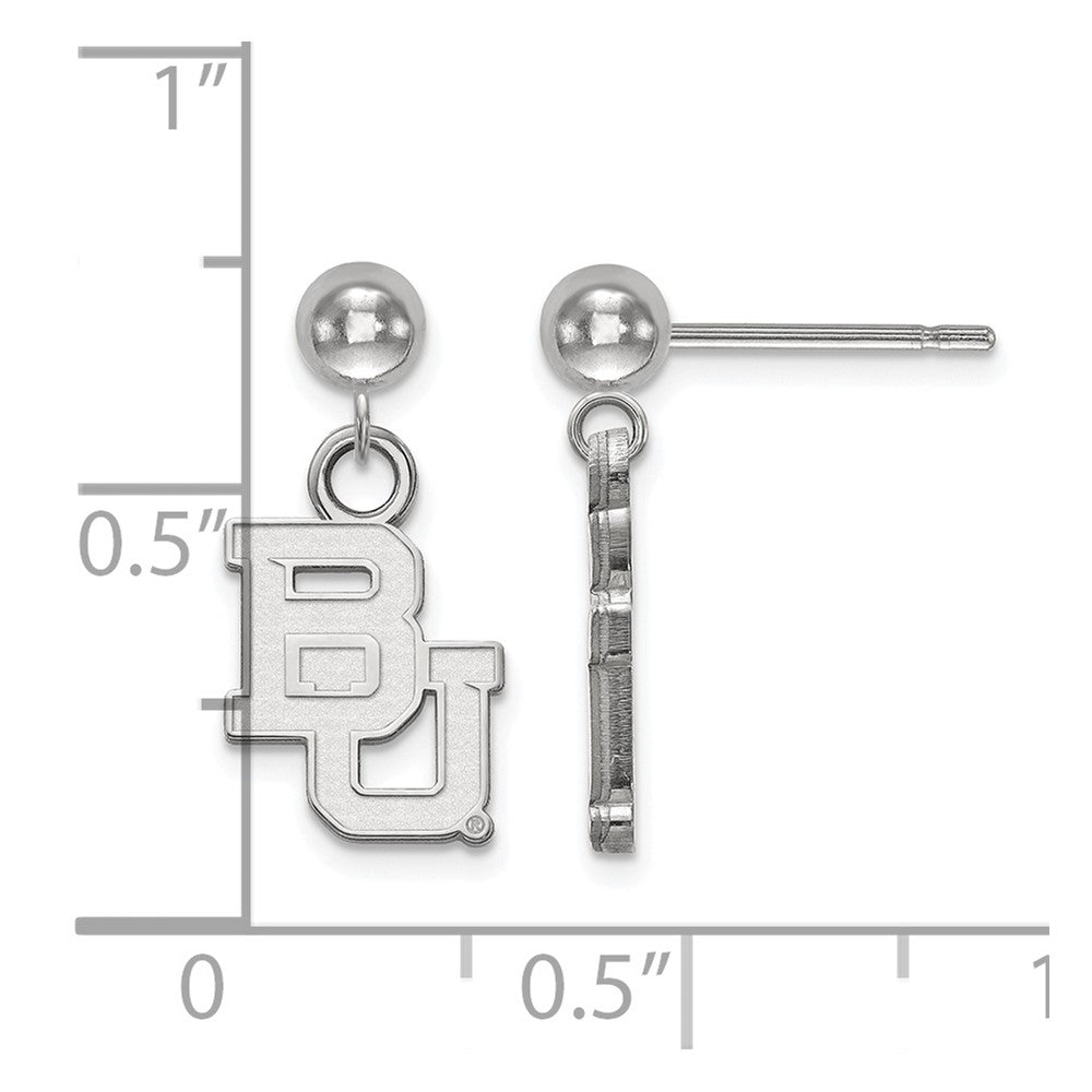 Sterling Silver Rhodium-plated Baylor University Dangle Post Earrings