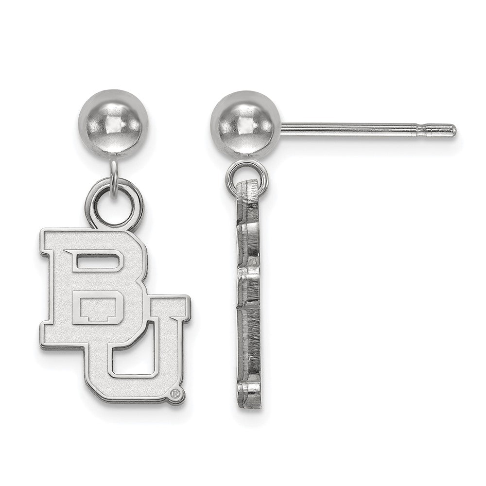 Sterling Silver Rhodium-plated Baylor University Dangle Post Earrings