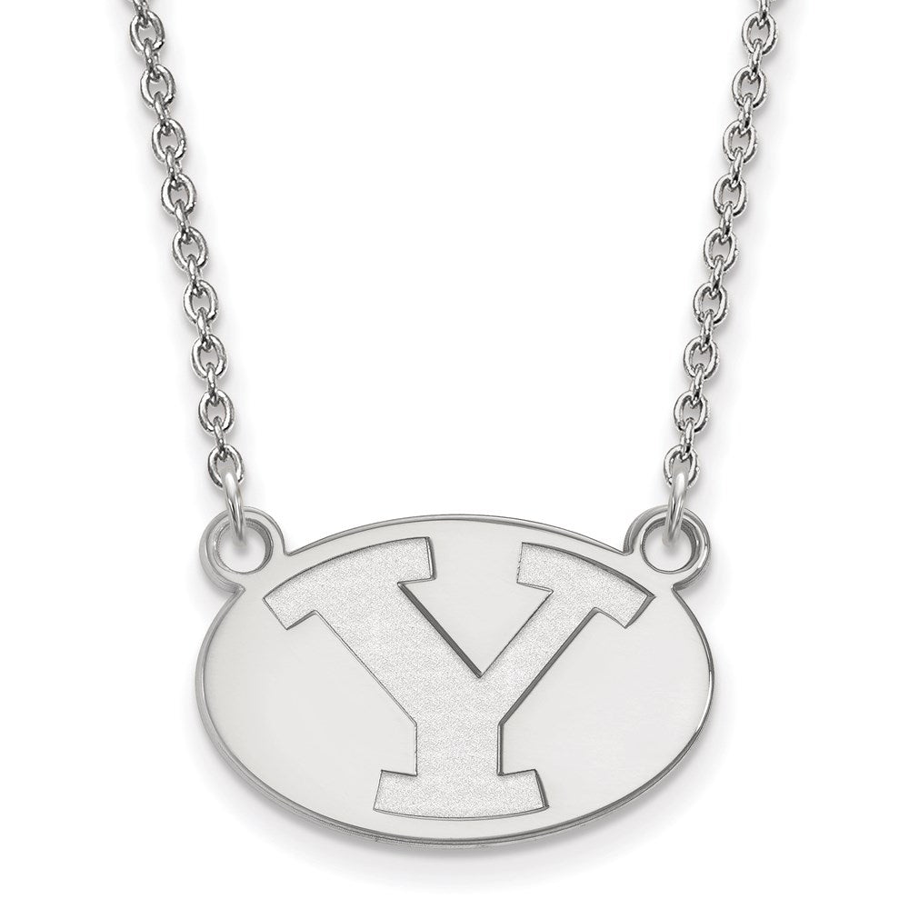 Sterling Silver Rhodium-plated Brigham Young U. Small Pendant Necklace