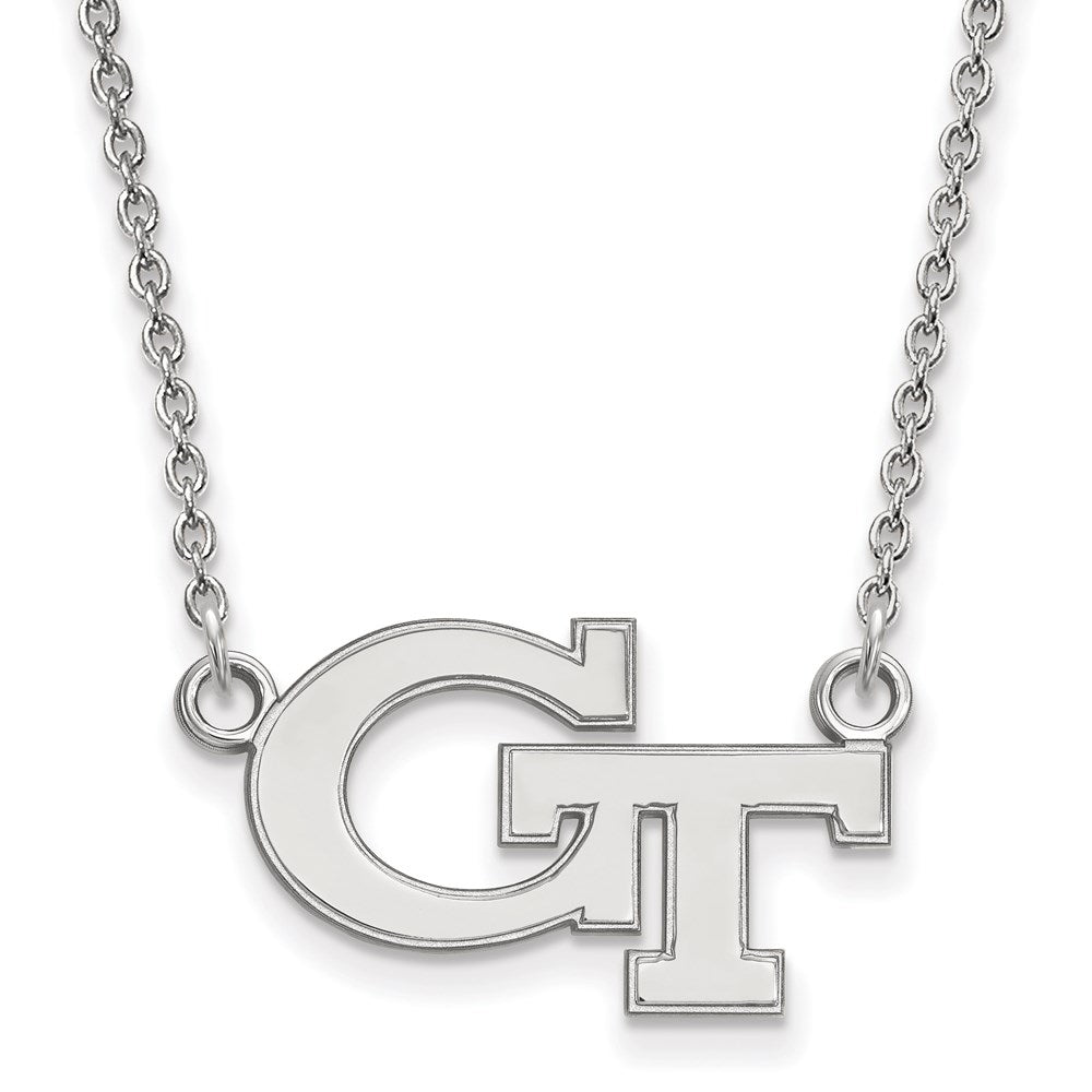 Sterling Silver Rhodium-plated Georgia Tech Small Pendant Necklace