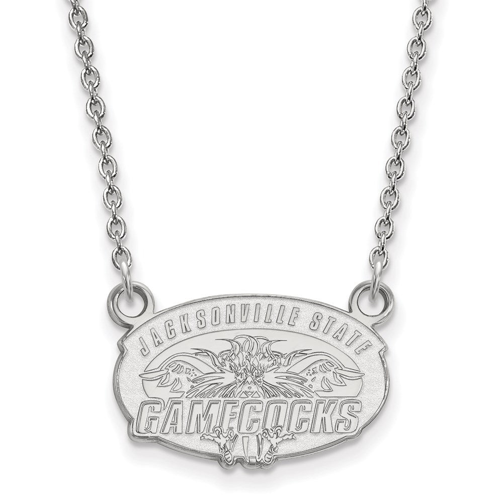 Sterling Silver Rhodium-plated Jacksonville State U. Small Pendant Necklace