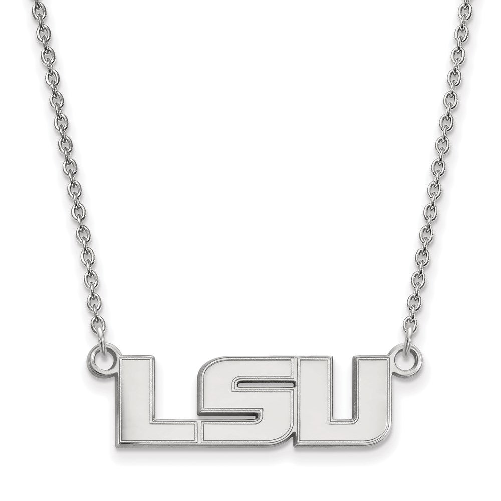 Sterling Silver Rhodium-plated Louisiana State U. Small Pendant Necklace