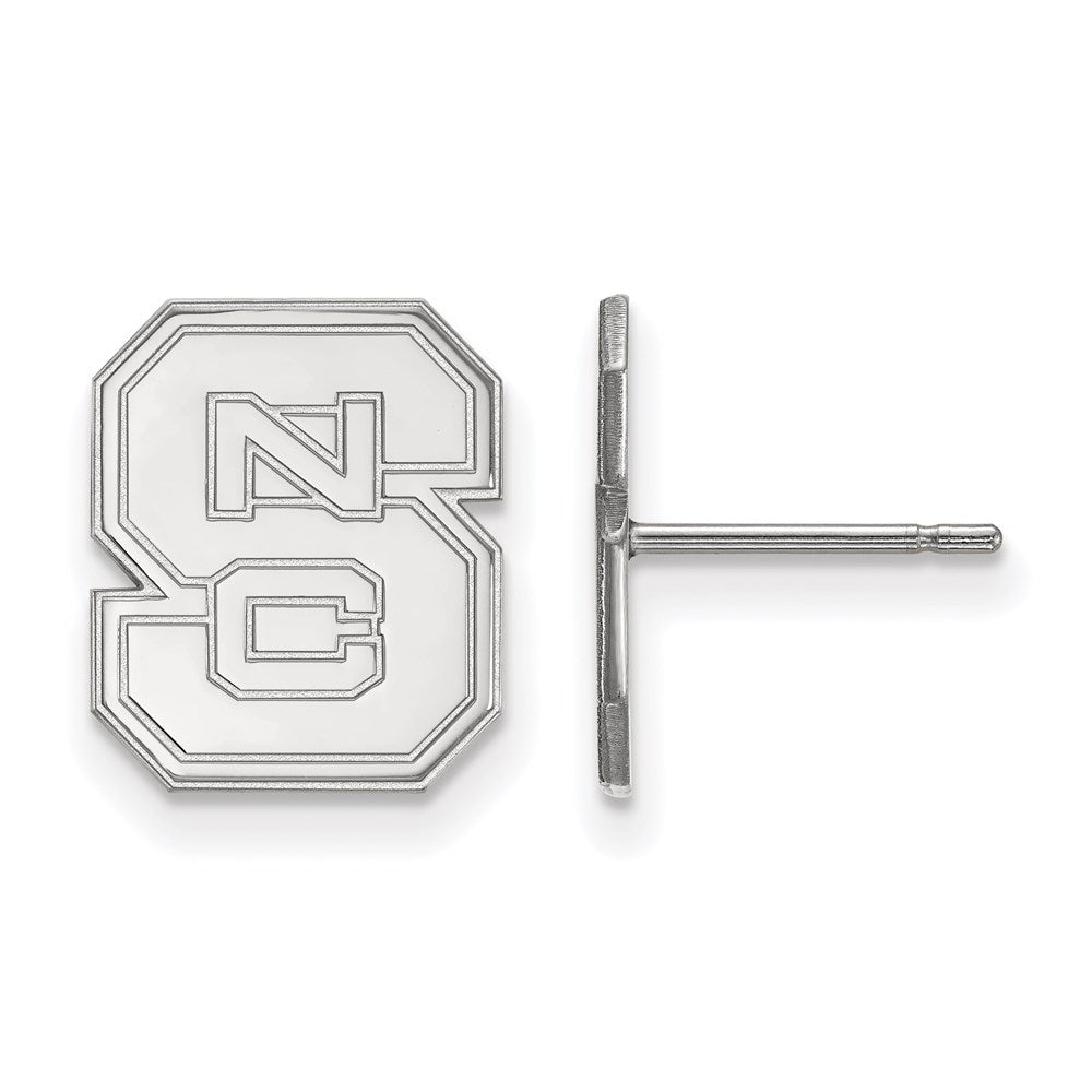 Sterling Silver Rhodium-plated N. Carolina State U. Small Post Earrings