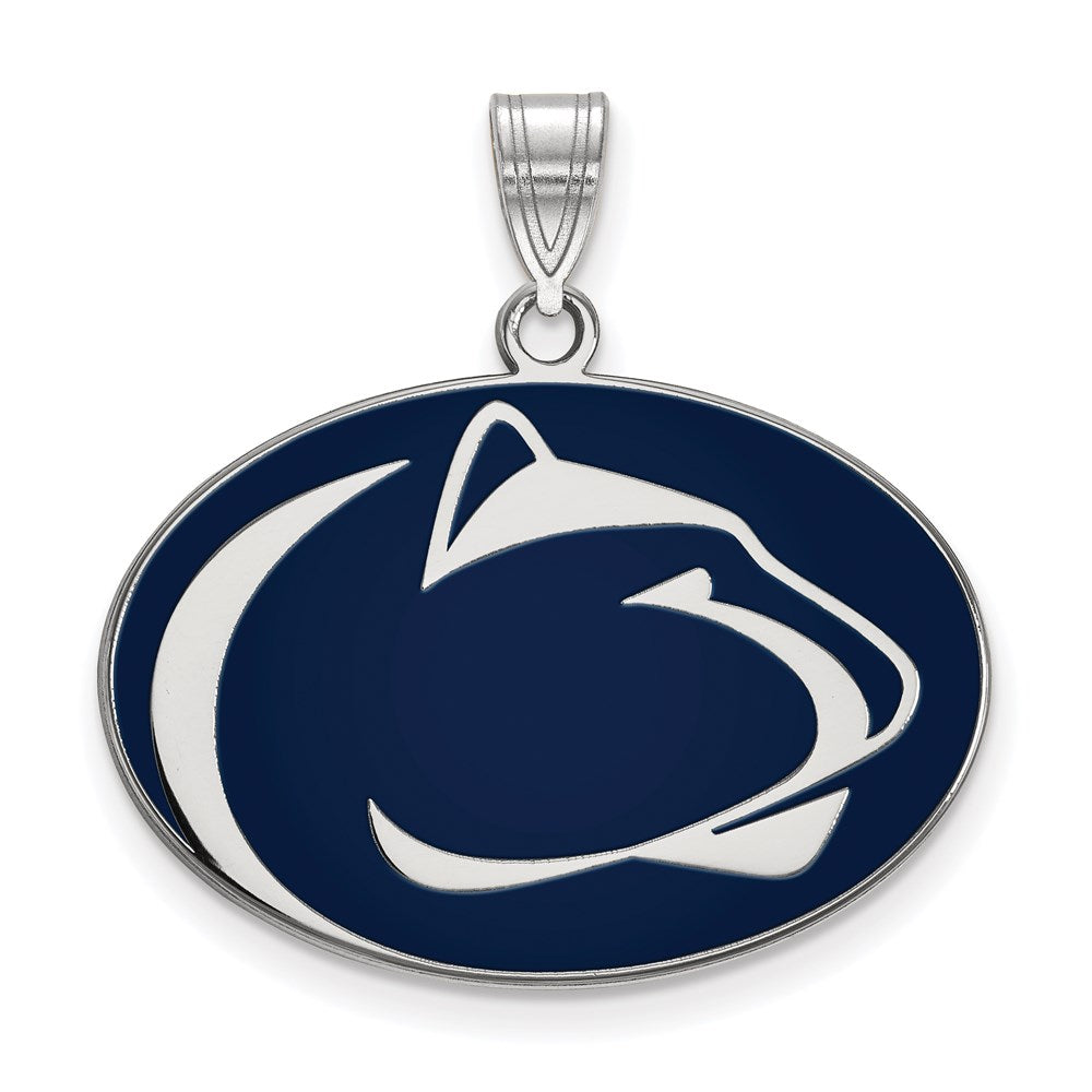 Sterling Silver Rhodium-plated Penn State Univ. Large Enamel Pendant