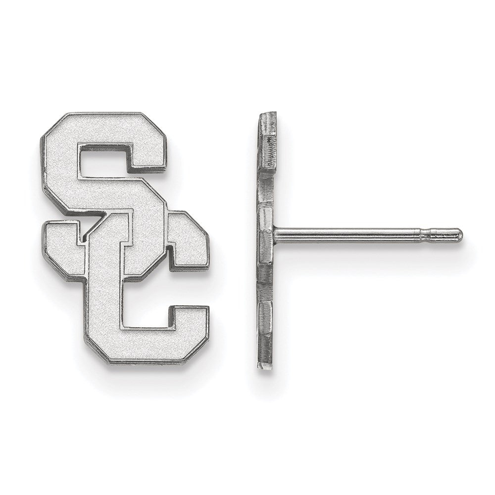 Sterling Silver Rhodium-plated U. of Southern California Small Post Earrings
