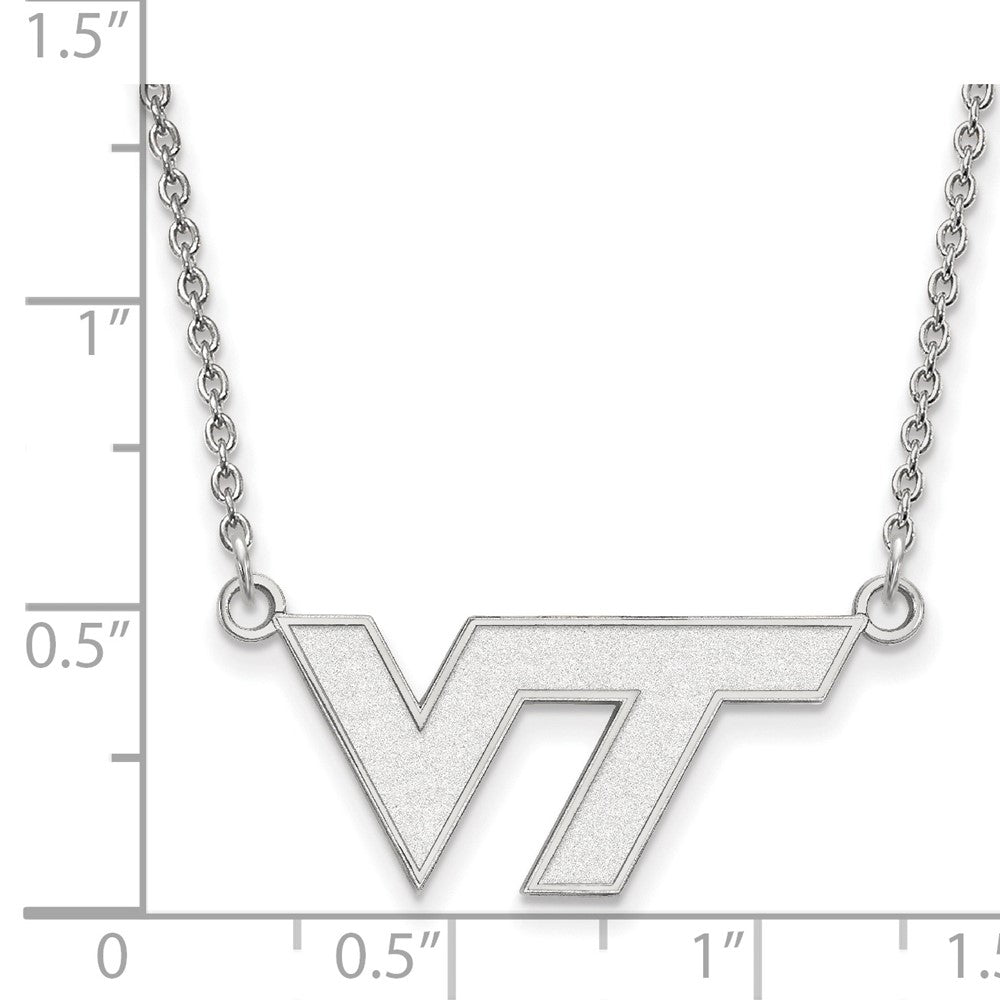 Sterling Silver Rhodium-plated Virginia Tech Small Pendant Necklace