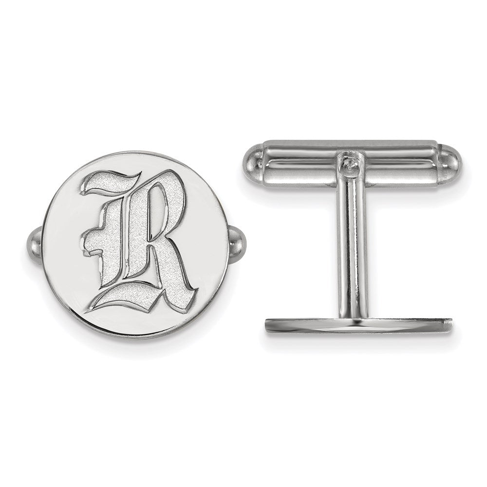 Sterling Silver Rhodium-plated Rice University Cuff Links