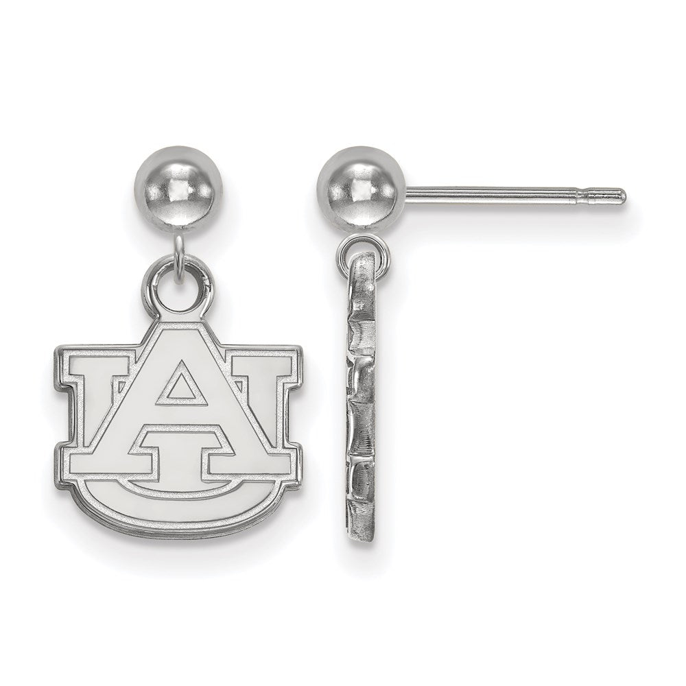 Sterling Silver Rhod-plated Auburn Univ. A-U Dangle Post Earrings