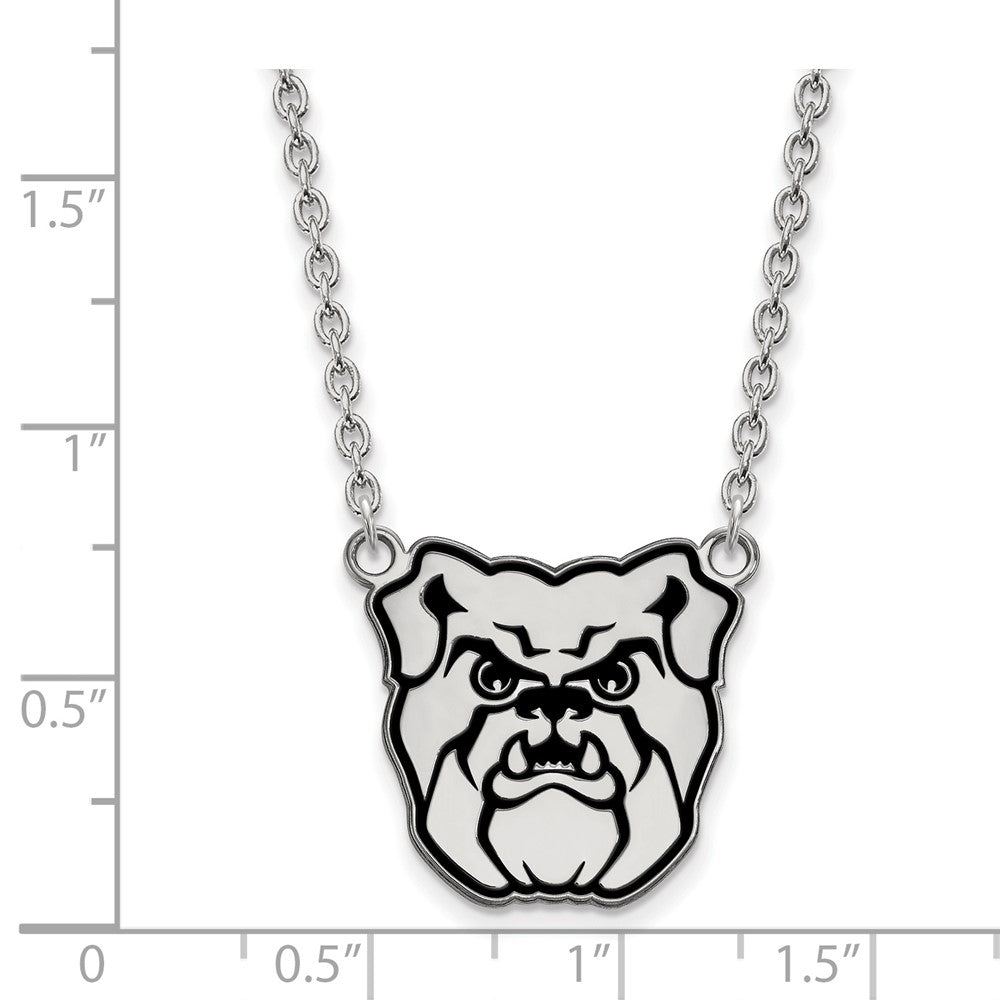 Sterling Silver Rhodium-plated Butler Univ. Enamel Pendant Necklace