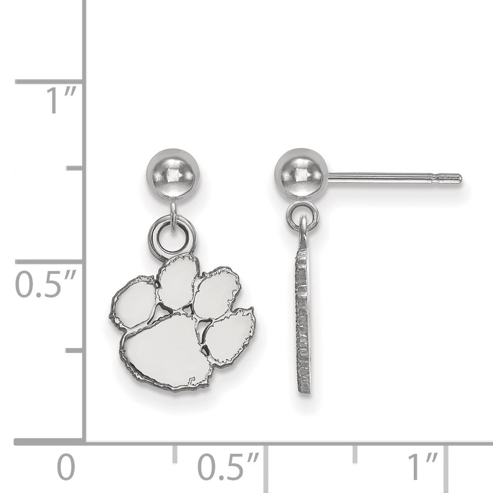 Sterling Silver Rhodium-plated Clemson Univ. Dangle Post Earrings