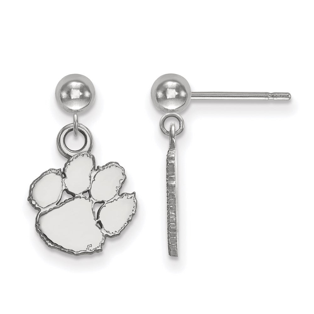 Sterling Silver Rhodium-plated Clemson Univ. Dangle Post Earrings
