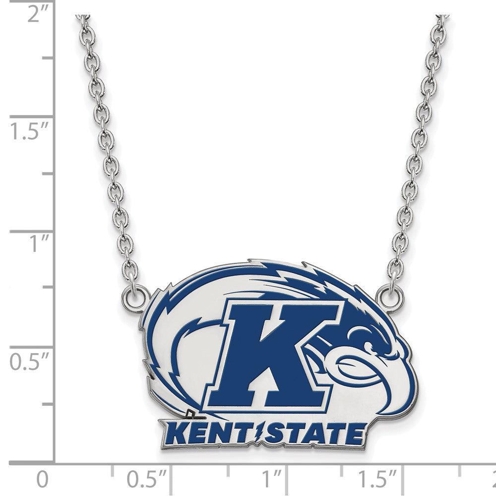 Sterling Silver Rhodium-plated Kent State U. Large Enamel Pendant Necklace