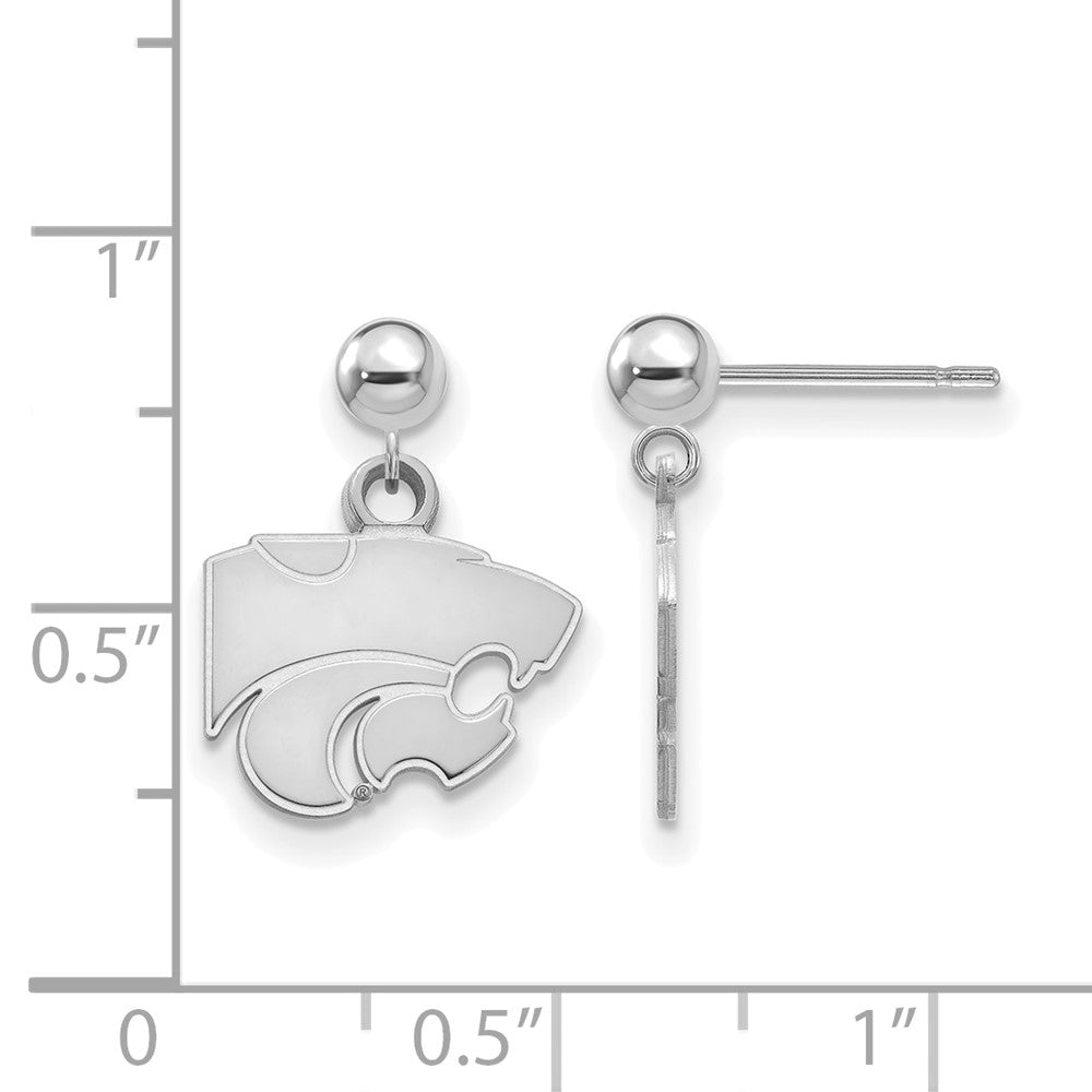Sterling Silver Rhodium-plated Kansas State Univ. Dangle Post Earrings