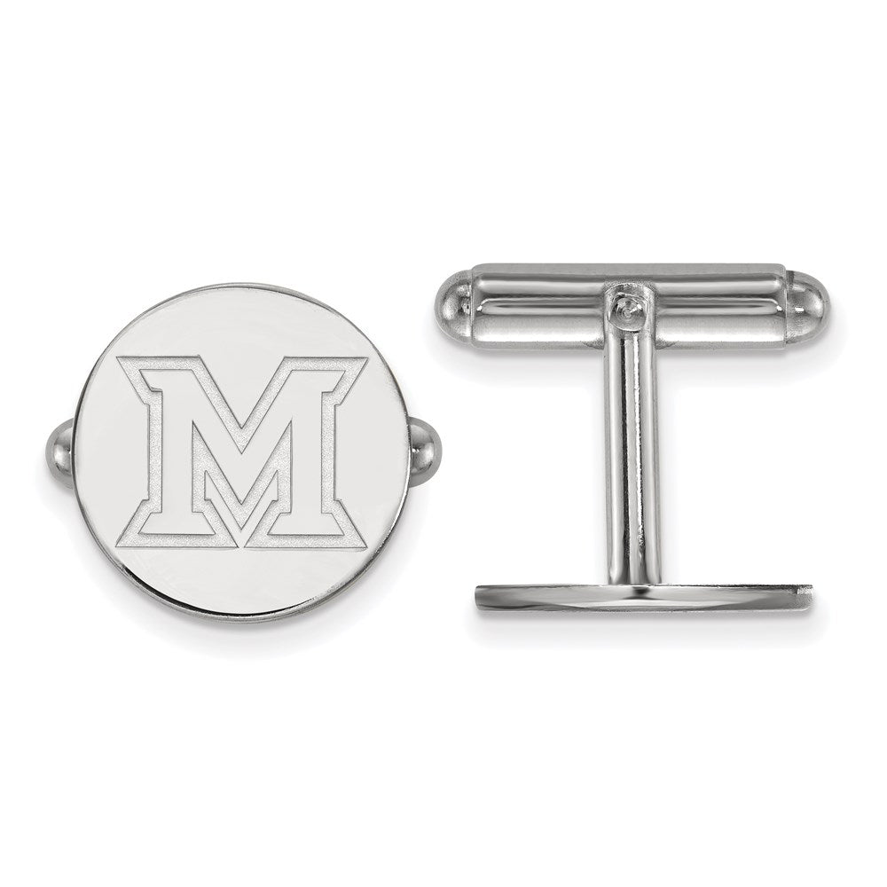 Sterling Silver Rhodium-plated Miami University Ohio Cuff Links