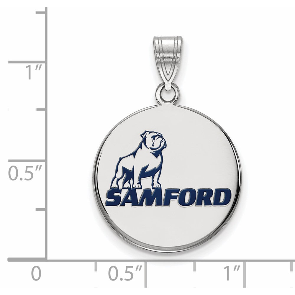 Sterling Silver Rhodium-plated Samford University Large Enamel Pendant