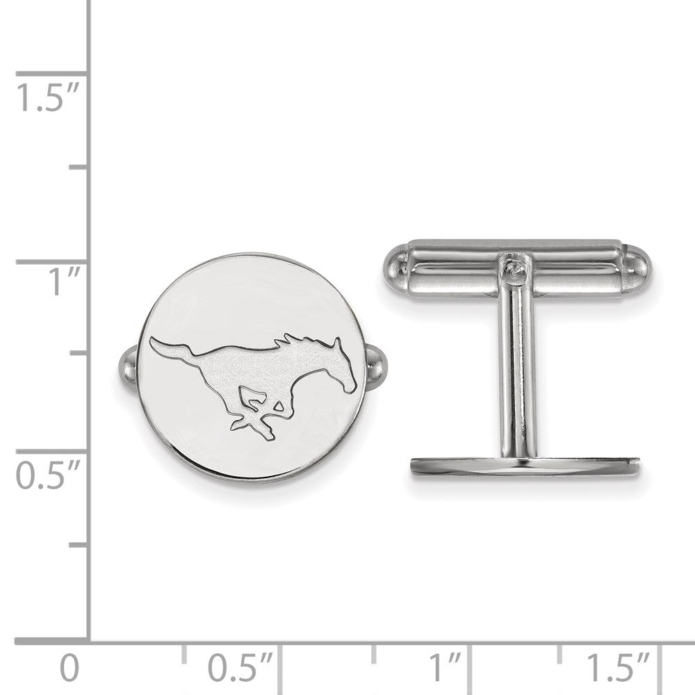 Sterling Silver Rhodium-plated Southern Methodist Univ. Cuff Links