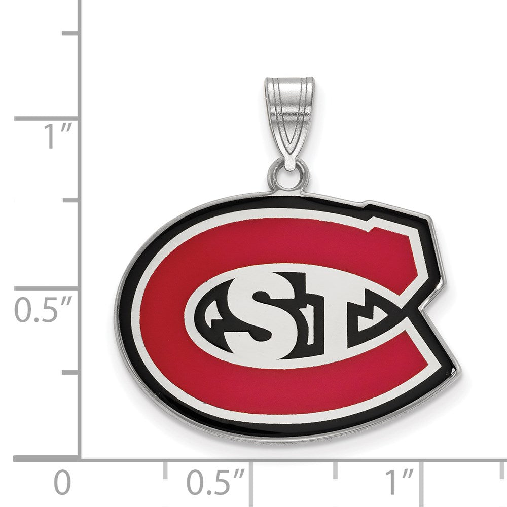 Sterling Silver Rhodium-plated St. Cloud State U. Large Enamel Pendant