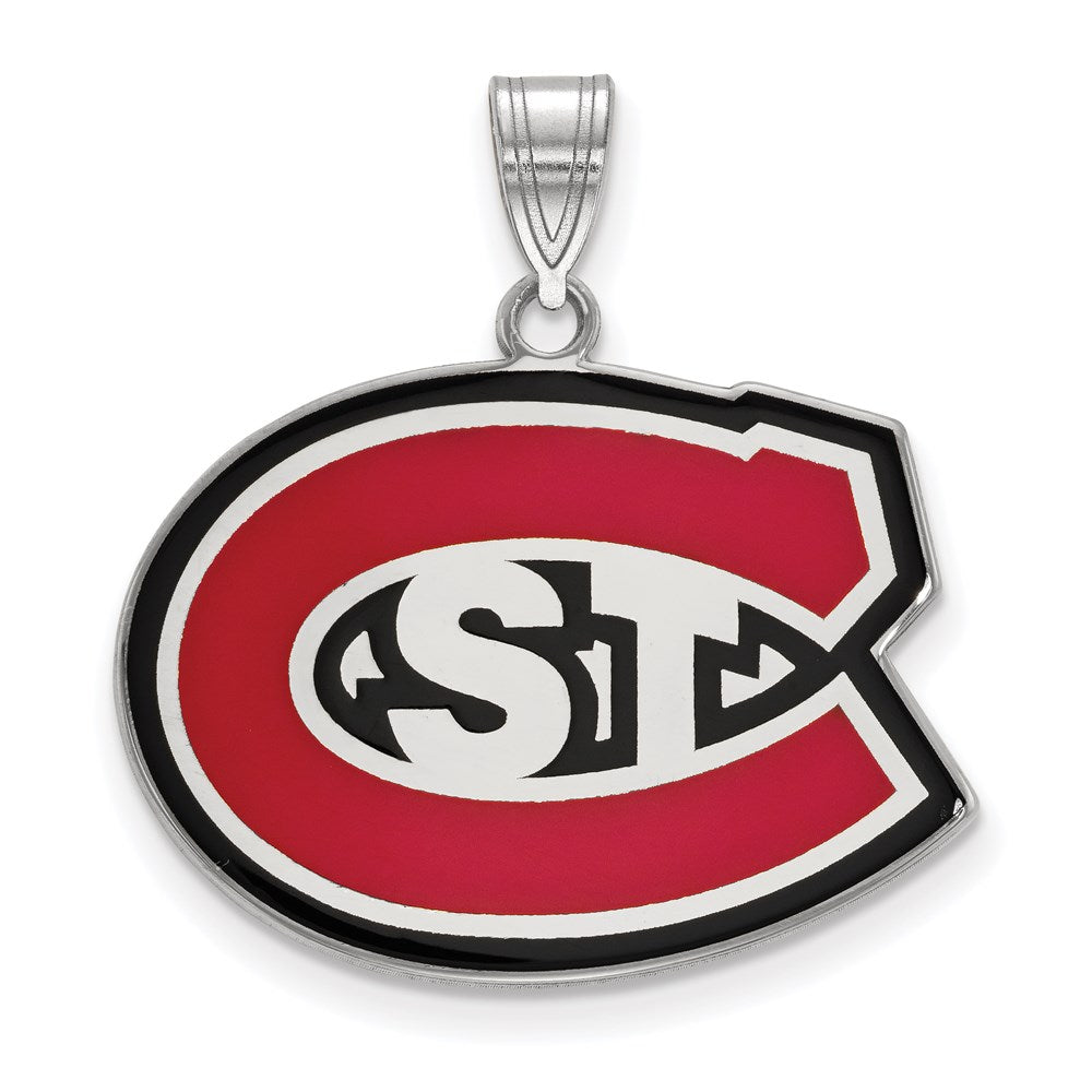 Sterling Silver Rhodium-plated St. Cloud State U. Large Enamel Pendant