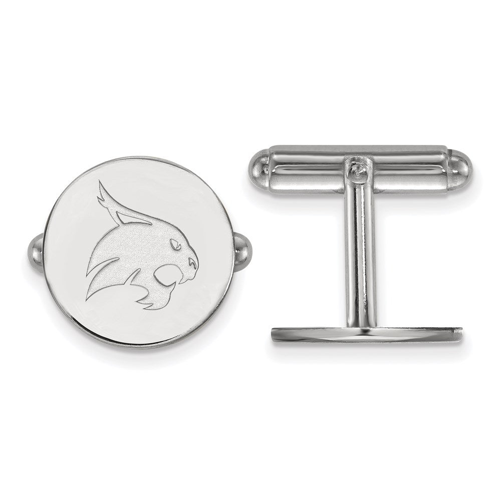 Sterling Silver Rhodium-plated Texas State University Cuff Links