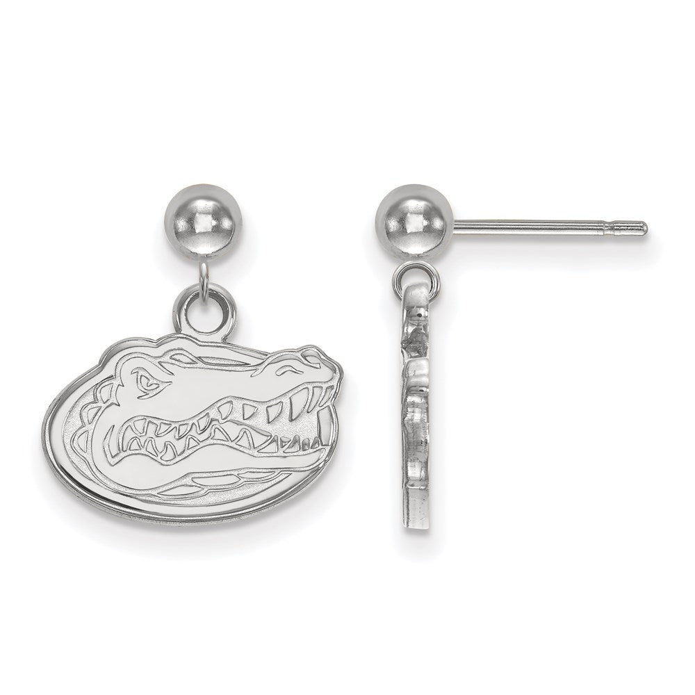 Sterling Silver Rhodium-plated U. of Florida Dangle Ball Post Earrings