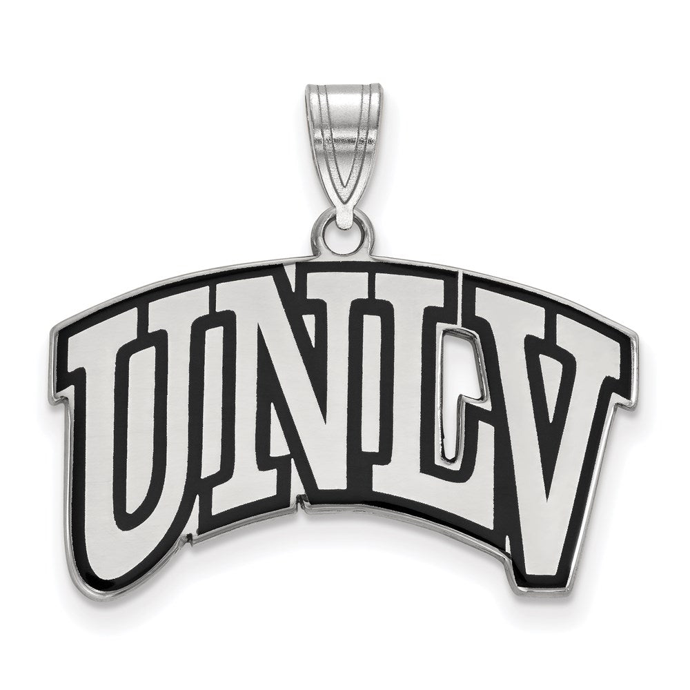 Sterling Silver Rhodium-plated U. of Nevada-Las Vegas Large Enamel Pendant