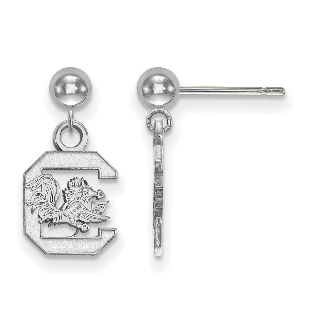 Sterling Silver Rhodium-plated U. of S. Carolina Dangle Post Earrings