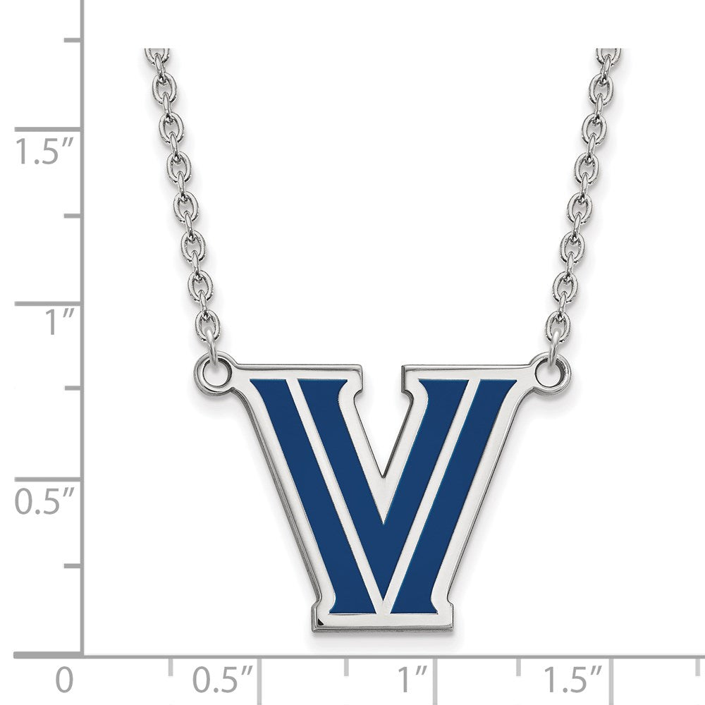 Sterling Silver Rhodium-plated Villanova U. Enamel Pendant Necklace