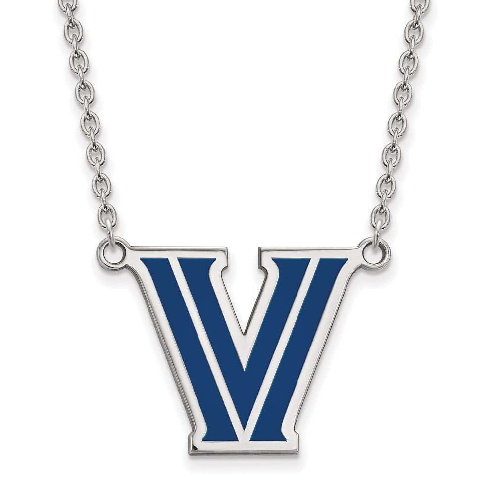 Sterling Silver Rhodium-plated Villanova U. Enamel Pendant Necklace
