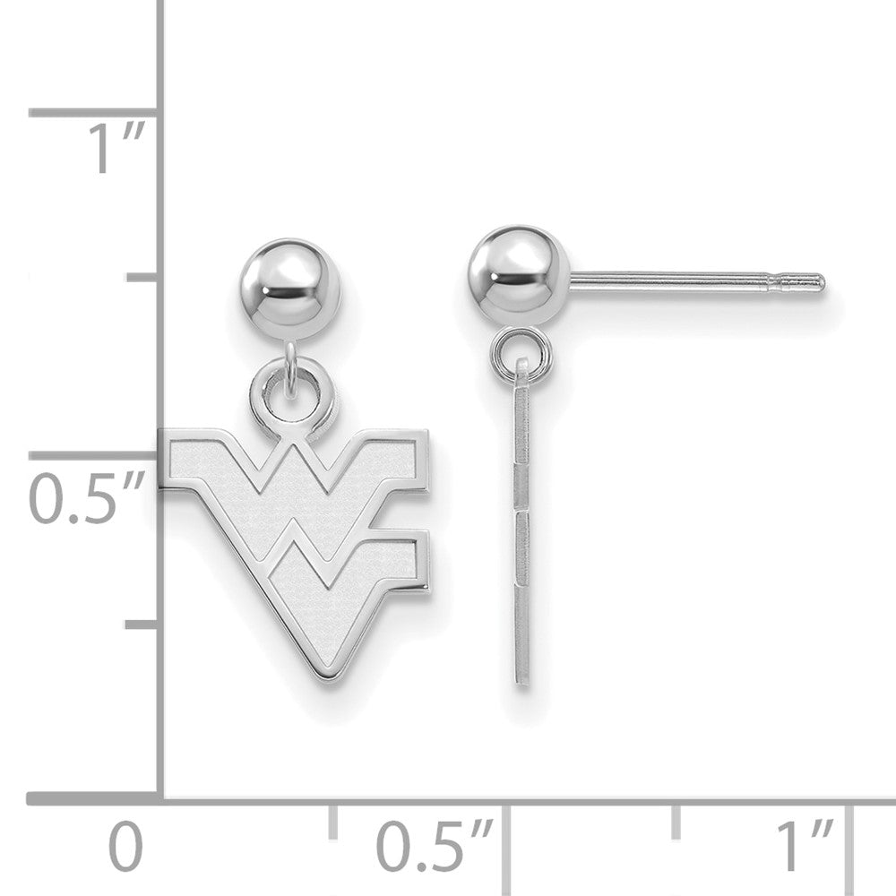 Sterling Silver Rhodium-plated West Virginia U. Dangle Post Earrings
