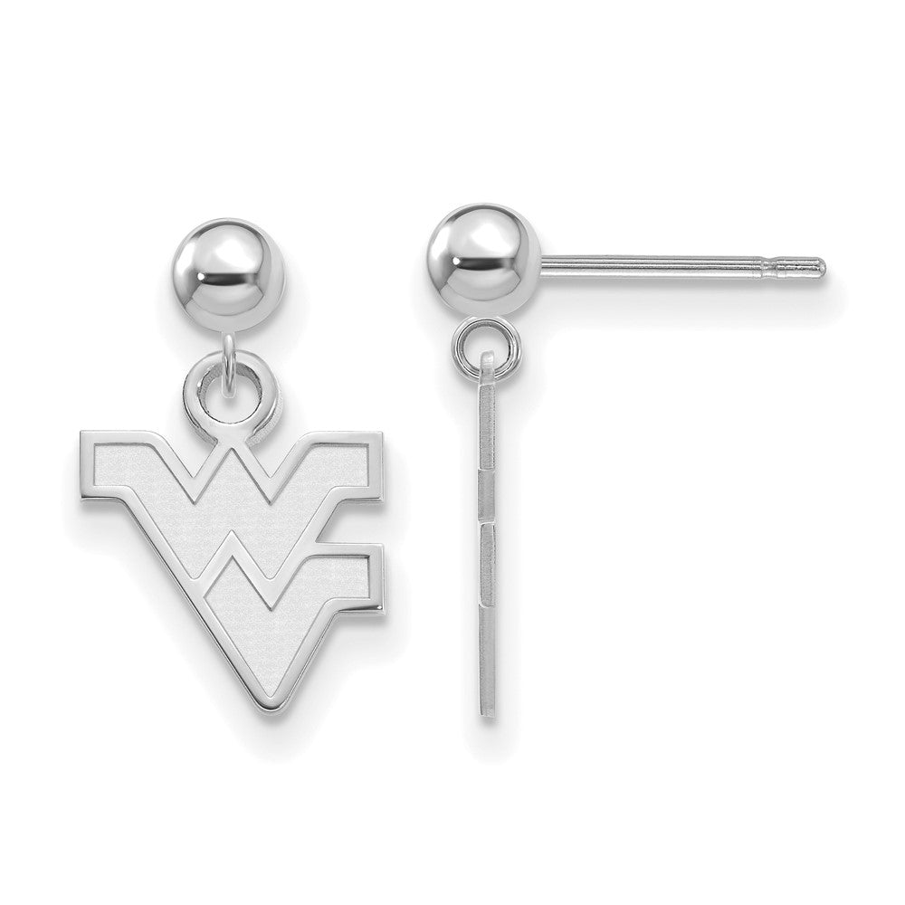 Sterling Silver Rhodium-plated West Virginia U. Dangle Post Earrings