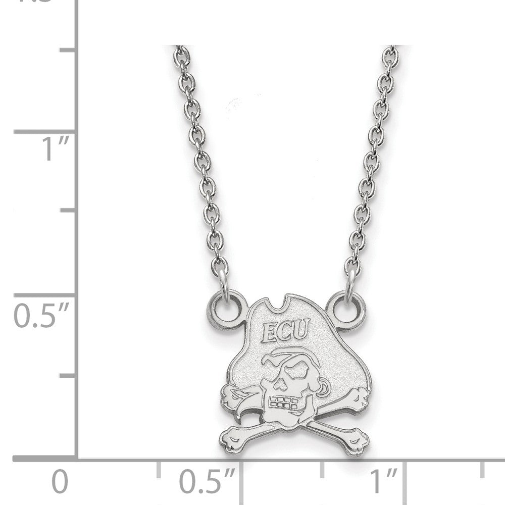Sterling Silver Rhodium-plated East Carolina U. Small Pendant Necklace
